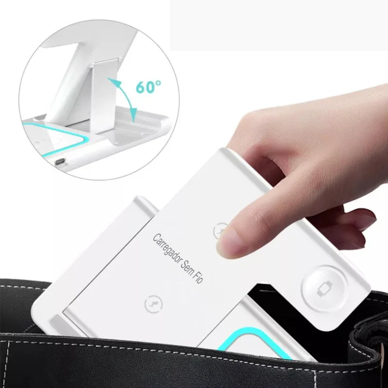 Base de Carregamento 3-em-1 para Apple Watch, Celular e fone sem fio