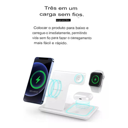 Base de Carregamento 3-em-1 para Apple Watch, Celular e fone sem fio